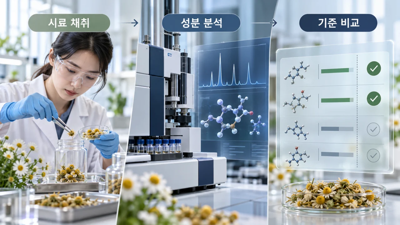 캐모마일 잔류농약 검사는 시료에 남아 있는 농약 성분을 분석해 허용 기준을 초과했는지 확인하는 과정이다. (사진=생성형AI)