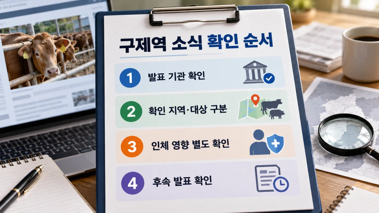 구제역 발생 소식을 확인할 때는 정부 발표 기관과 발생 지역, 인체 영향에 관한 공식 안내, 후속 방역 조치 등을 구분해 살펴야 한다. (사진=생성형AI)