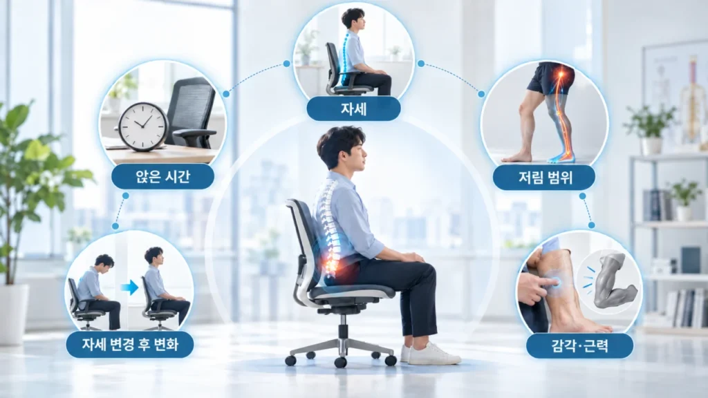 허리디스크 증상 기록 방법을 안내하는 그림
