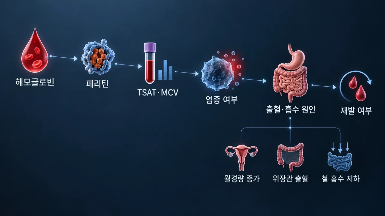 페리틴 낮음과 철 결핍성 빈혈 검사 결과 해석 기준