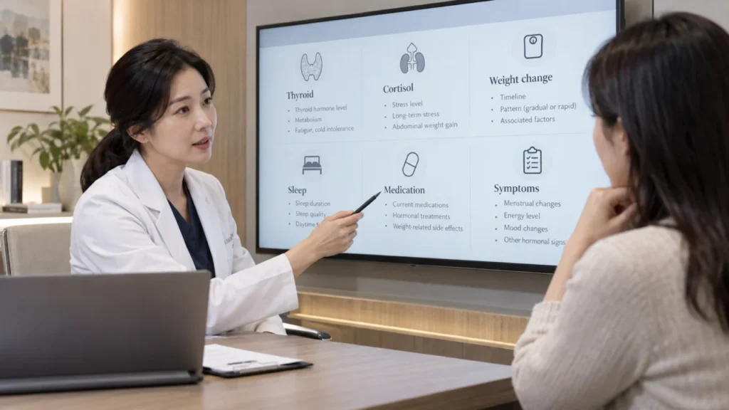 갑상선기능저하증과 코르티솔 과다의 체중 변화 관련 이미지